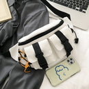 Unisex Street Casual Chest Belt Packs Canvas Fanny Bag Simple Crossbody Satch