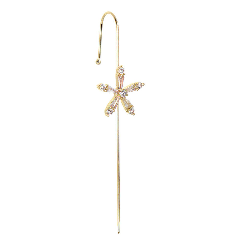 Zirconia Lightning Crystal Stud Climber Earrings Ear Wrap Crawler Hook Earrings