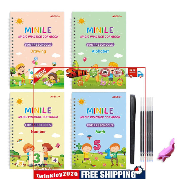 Practice Copybook English Tracing Book Set (Alphabet Number Math Drawing)