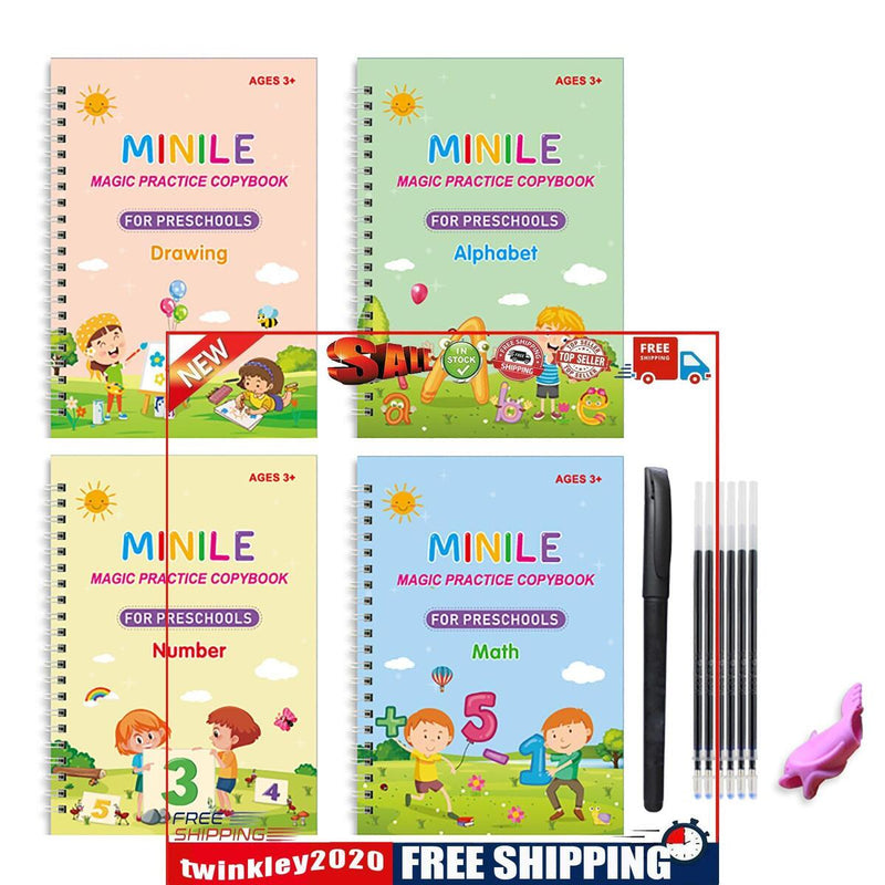 Practice Copybook English Tracing Book Set (Alphabet Number Math Drawing)