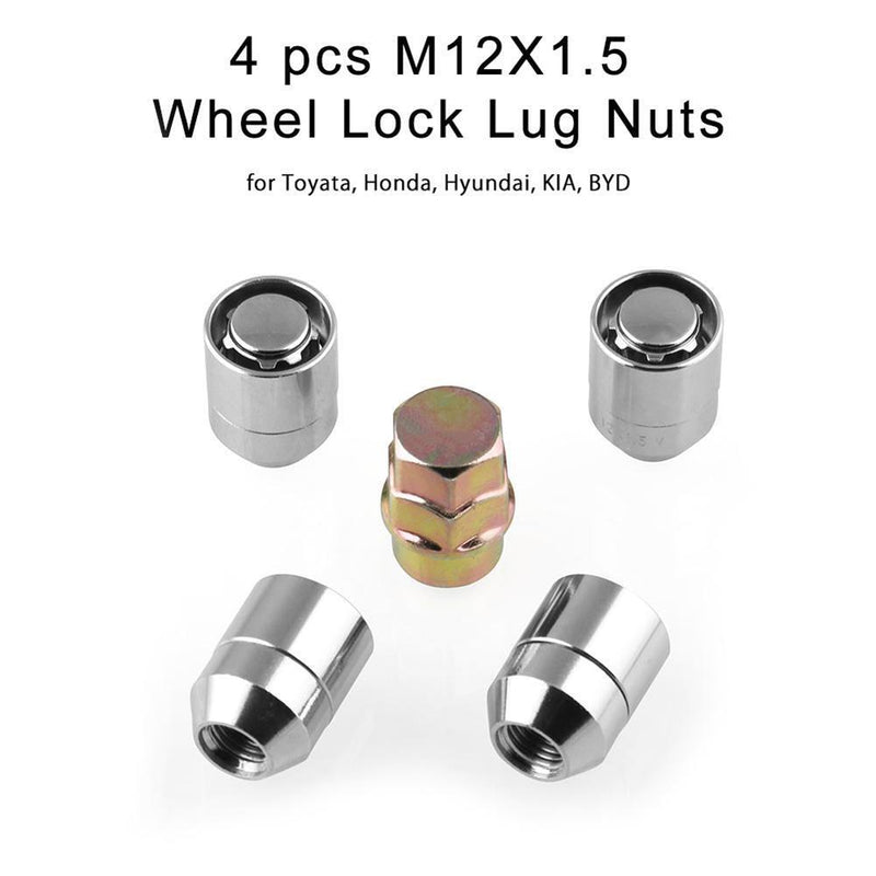 akaddy M12x1.5 wheel locking nuts 4 anti-theft protection nuts + 1 key