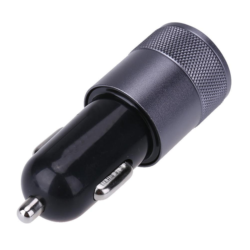 Metal Dual USB 2.1A Car Cigarette Lighter Adapter Charger(Gray+Black) Newly