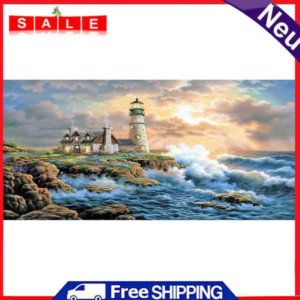 Lighthouse Oil Paint By Numbers Kits Canvas Picture Wall Art DIY Craft Coloring