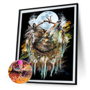 5D DIY Full Round Drill Diamond Paint Wolf Wind Chime Mosaic Rhinestone Drawing