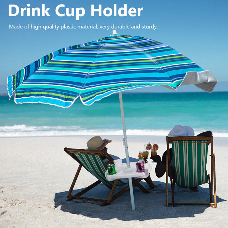 Beach Umbrella Table Tray Snack Water Cup Holder Beverage Bottle Holder