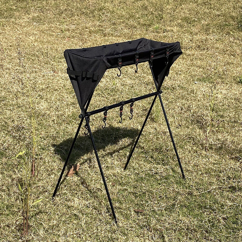 Outdoor Storage Rack Portable Hanging Camp Picnic Tripod Triangle Shelf Holder