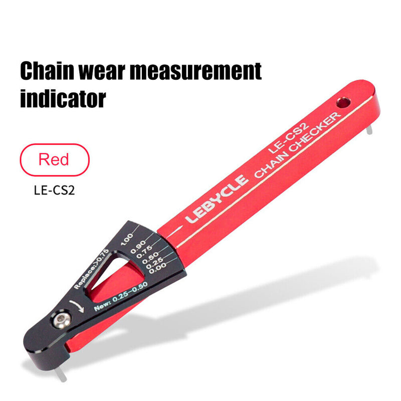Lebycle MTB Road Bike Chain Wear Indicator Tool Bicycle Chain Gauge (Red)
