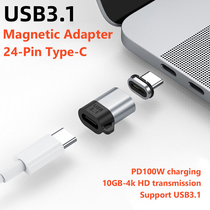 PD 100W Fast Charging 24Pin Magnetic Adapter Type C USB3.1 10Gbps Data Converter