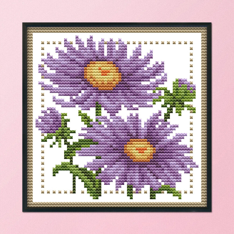12 Months Flower DIY Cross Stitch 11CT Printed Embroidery (H431 September)