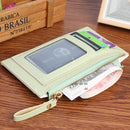 5pcs Women PU Solid Card Holder Money Bag Multi-slot Mini Wallet (Green)