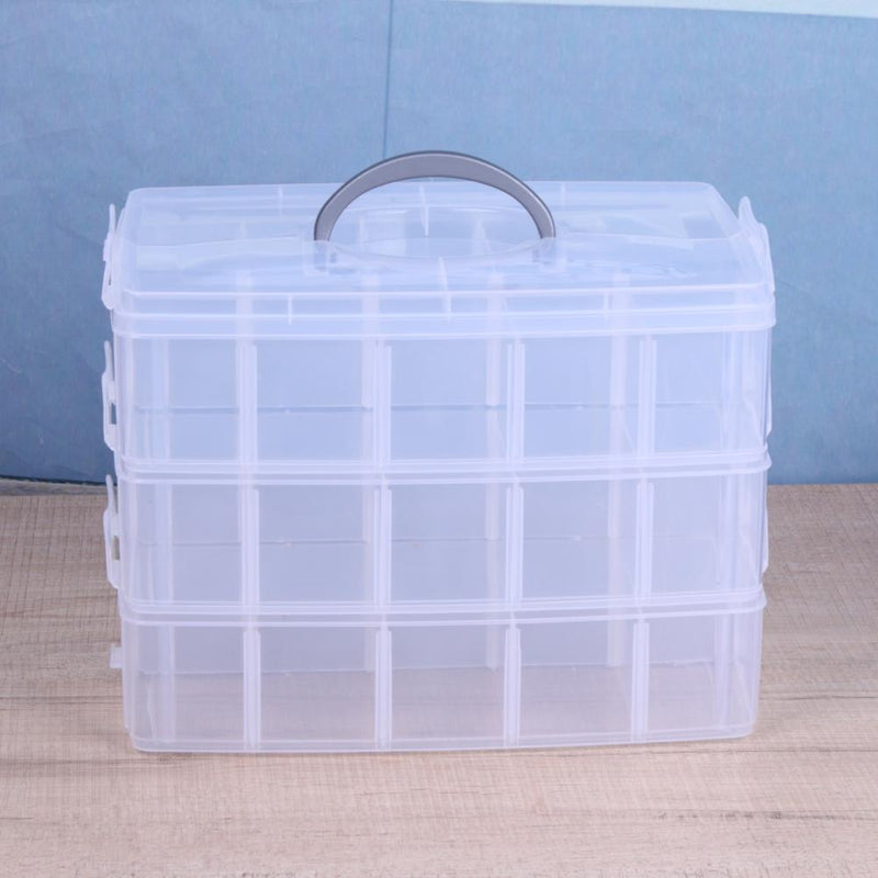 Large Size Plastic Handheld Cosmetic Jewelry Organizer Box Case(Clear)
