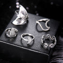 Geometric Knuckle Jewelry set Whale Tail Rings Set Finger Ring Waves/Turtle