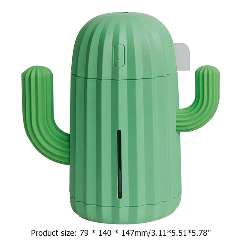 340ml Cactus USB Charge Air Humidifier Aroma Essential Oil Diffuser (Green)