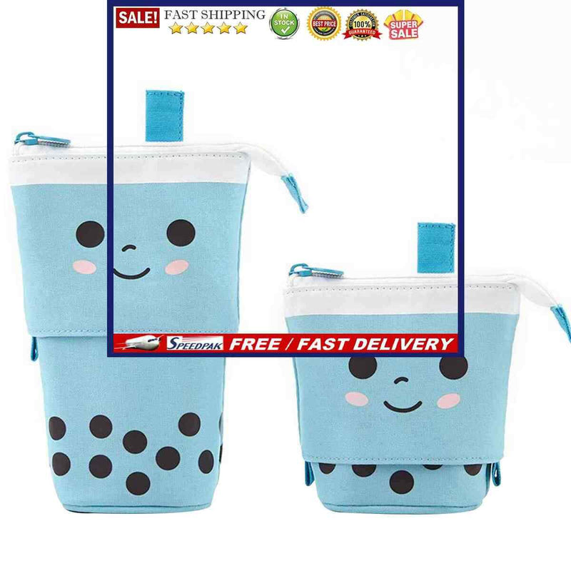 Pencil Case Standing Stationery Bag-Transformer Bag Smile Face Dot Organizer