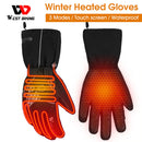 WEST BIKING Winter Electric Heated Thermal Gloves USB Rechargeable Cycling Glove