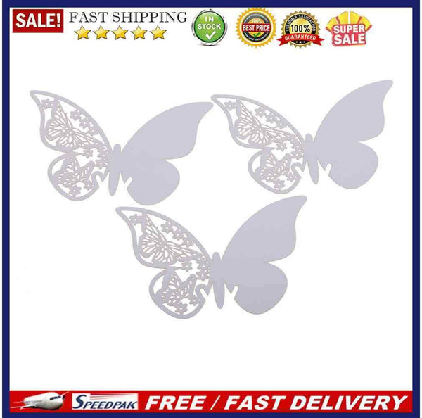 50 Pcs Butterfly Place Escort Wine Glass Paper Card for Wedding Party White