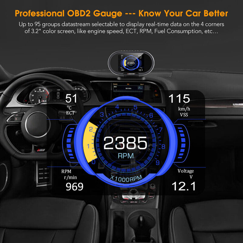 KONNWEI KW206 2 in 1 OBD TFT Screen On-Board Computer Auto Head-Up Display