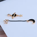 Korean Long Fashion Drop Dangle Earrings Star Moon Stud Earring Asymmetrical