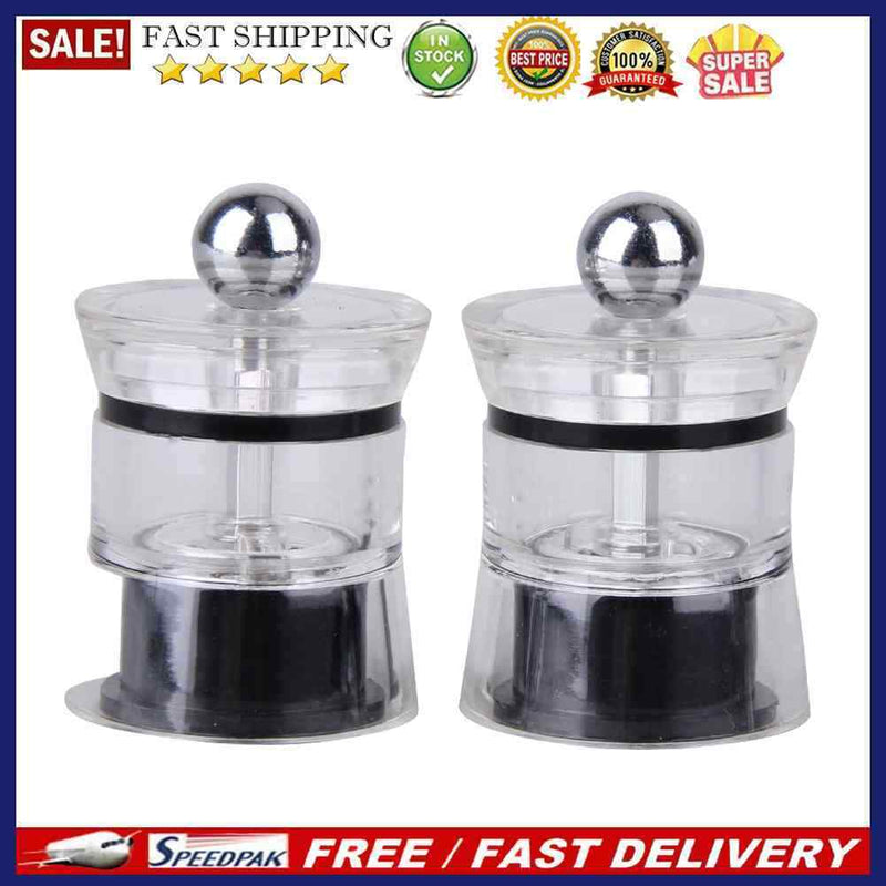 2pcs Mini Acrylic Manual Grinding Device Salt Pepper Mill Grinder Kitchen