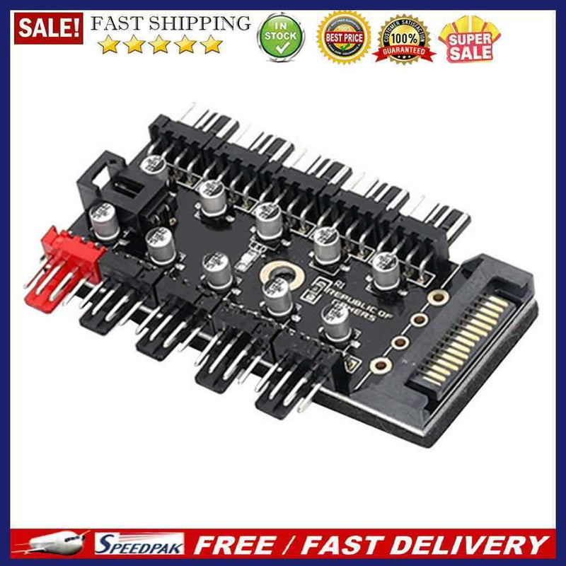 1 to 10 4Pin PWM Fans HUB SATA Power/Large 4D Port Cooler Extension Splitter
