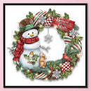 Partial Cross Stitch Cotton 11CT Printed Snowman Wreath Craft Kit (SZX1140)