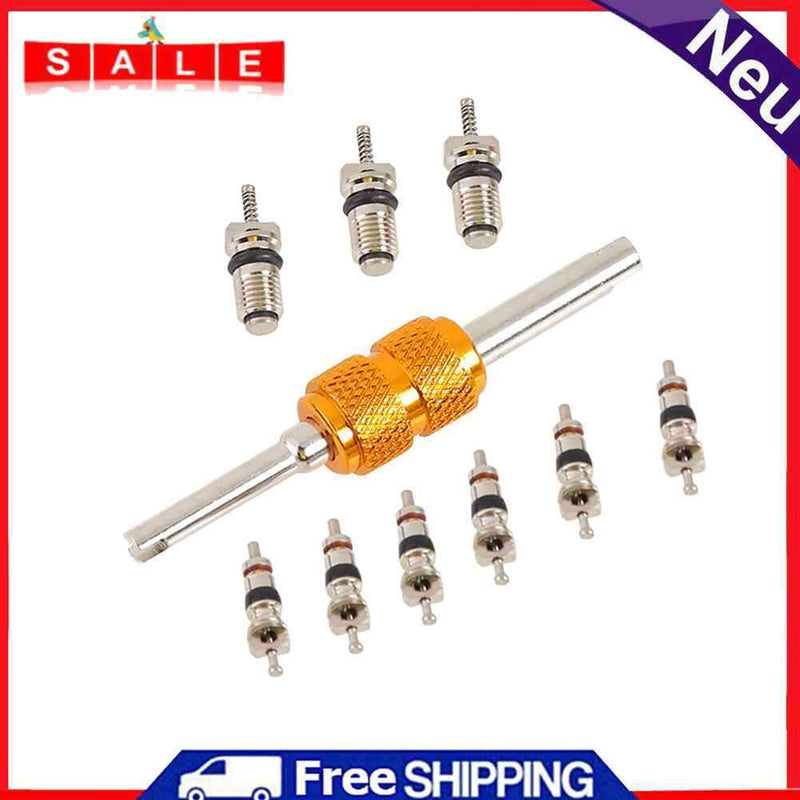 9pcs R-134a Car A/C Air Conditioning Valve Cores with Remover Installer Tool