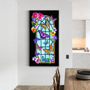 Window Flower Butterfly 5D DIY Diamond Painting Full Round Drill Picture Cr