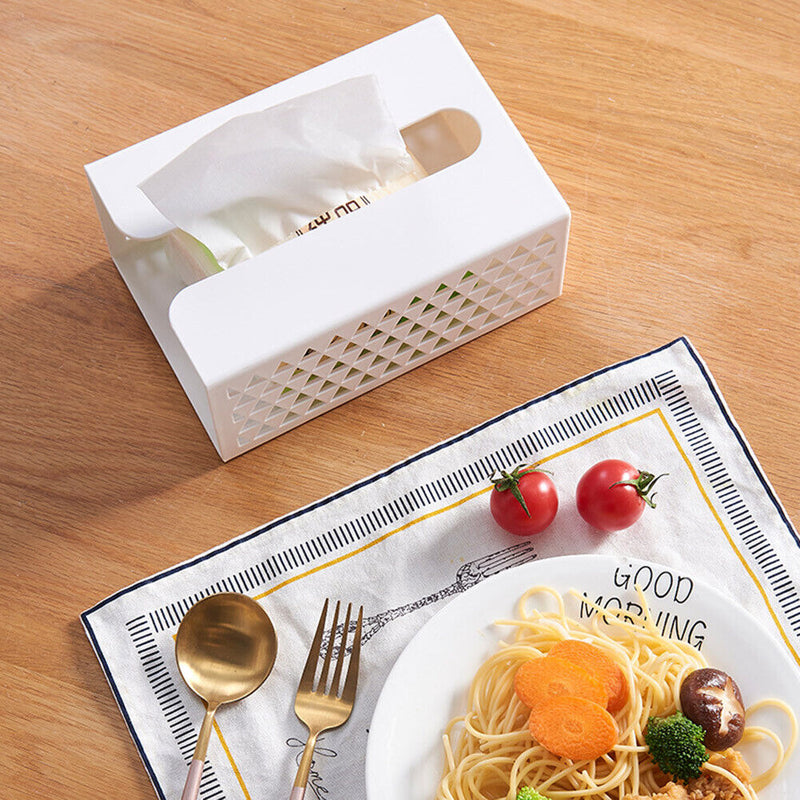 Wall Mounted Self Adhesive Tissue Box Napkin Toilet Paper Holder (White) Newly