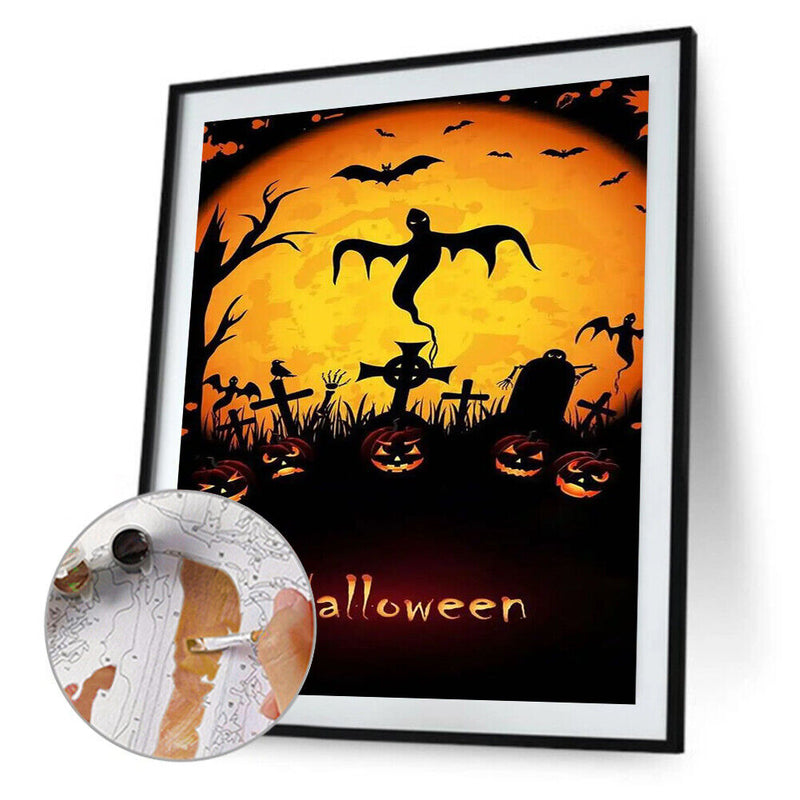 Halloween Pumpkin Ghost Oil Paint By Numbers Kit Art Decor 40x50cm (B1598)