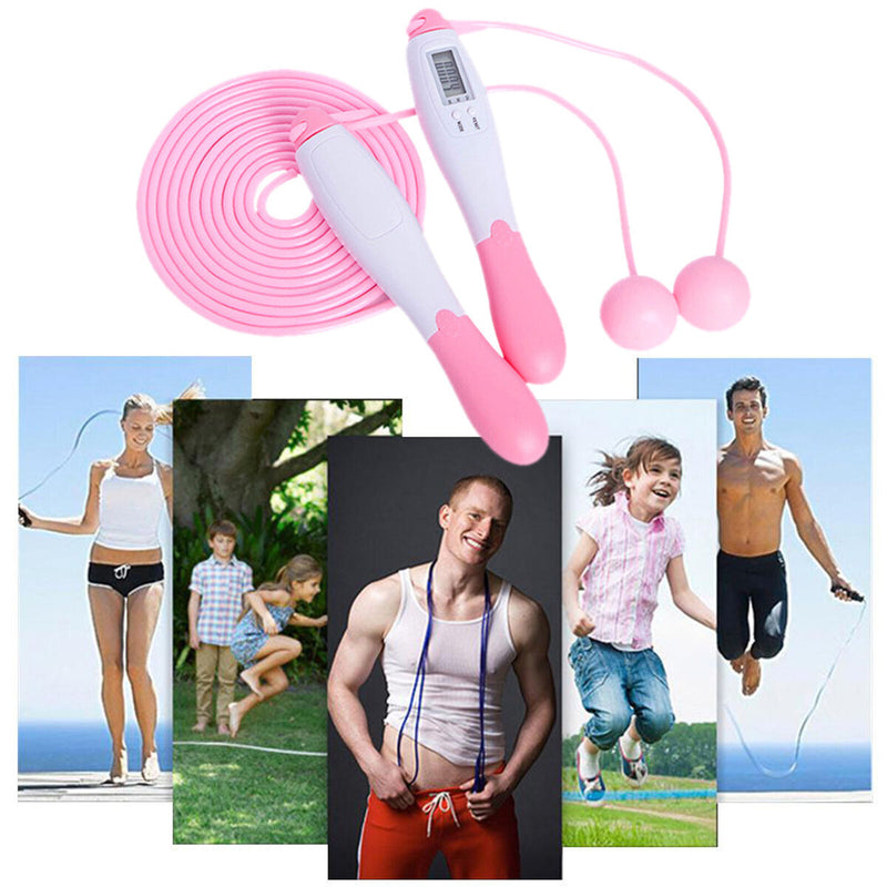 Jump Rope with Calorie Counter Fitness Cordless Corded Skipping Rope (Pink)