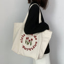 Women Canvas Shoulder Bags Letter Tulip Prints Large Capacity Lady Tote Handbags