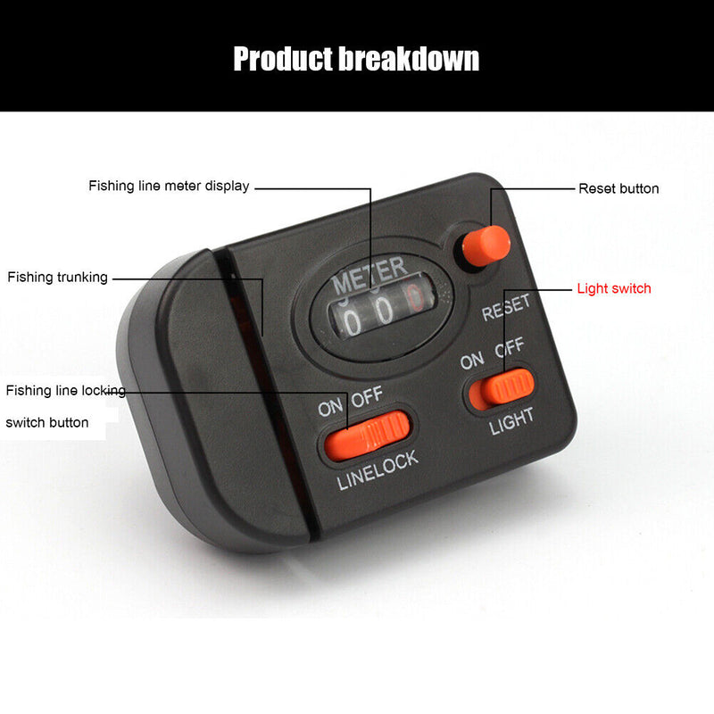 99.9m Fishing Line Counter Meter Length Gauge Depth Finder Digital Tackle Newly
