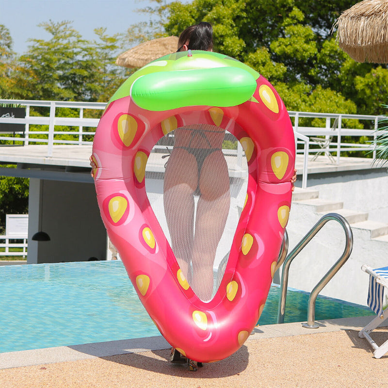 Pool Lounger - Inflatable Floating Water Hammock Outdoor Toys - Strawberry