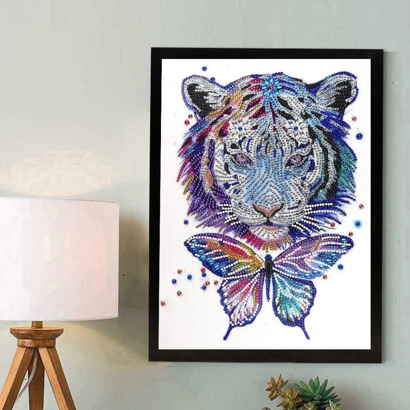 5D DIY Special Shaped Diamond Painting Tiger Butterfly Embroidery Kits Wall Art