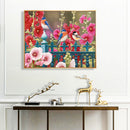 Fence Birds Flowers Oil Paint By Numbers Kit DIY Acrylic Painting on Canvas Arts
