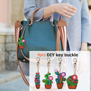 4pcs DIY Full Drill Diamond Painting Keychain Special Shaped Cactus Bag Keyring