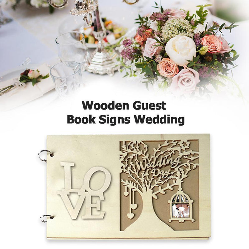 Wedding Guest Book Wooden Heart Hollow Engagement Guestbook Name Sign Board