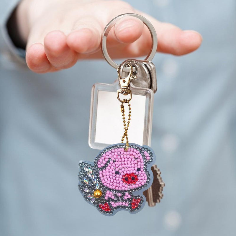 4pcs DIY Animals Full Drill Special Shaped Diamond Painting Bag Keychains Newly