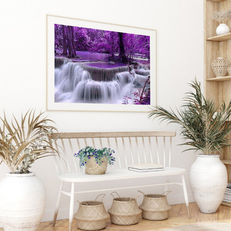 Paint By Numbers Purple Forest Waterfall DIY Acrylic Painting Kit (B964)
