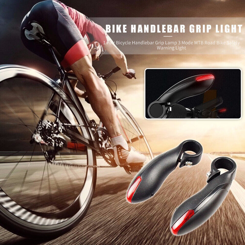 2x Bicycle Handlebar Grip Light 3 Modes MTB Turn Signal Safety Warning Lamp