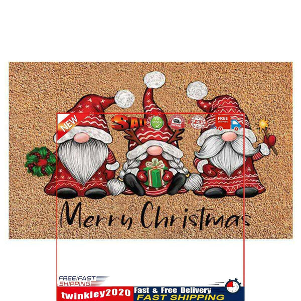 Christmas Gnome Dwarf Doormat Merry Christmas Welcome Carpet Door Rug (2) Newly
