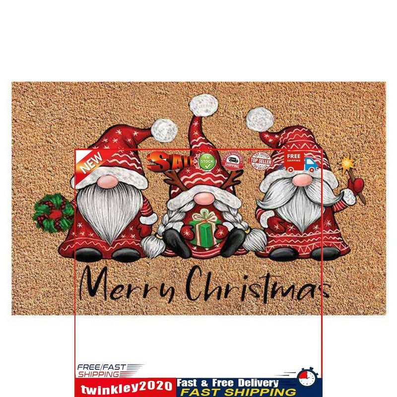 Christmas Gnome Dwarf Doormat Merry Christmas Welcome Carpet Door Rug (2) Newly