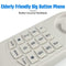 Corded Phone Wall Mountable Landline Telephone Big Button for Home (White)