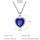 Blue Crystal Heart Forever Pendant Heart of Ocean Women's Necklace Titanic