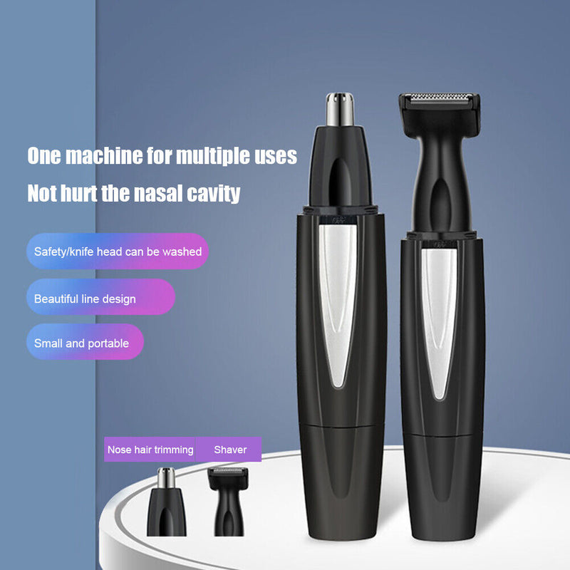 2 in 1 Nose Facial Hair Trimmer Electric Eyebrow Scraper Cleaner Shaving Tool