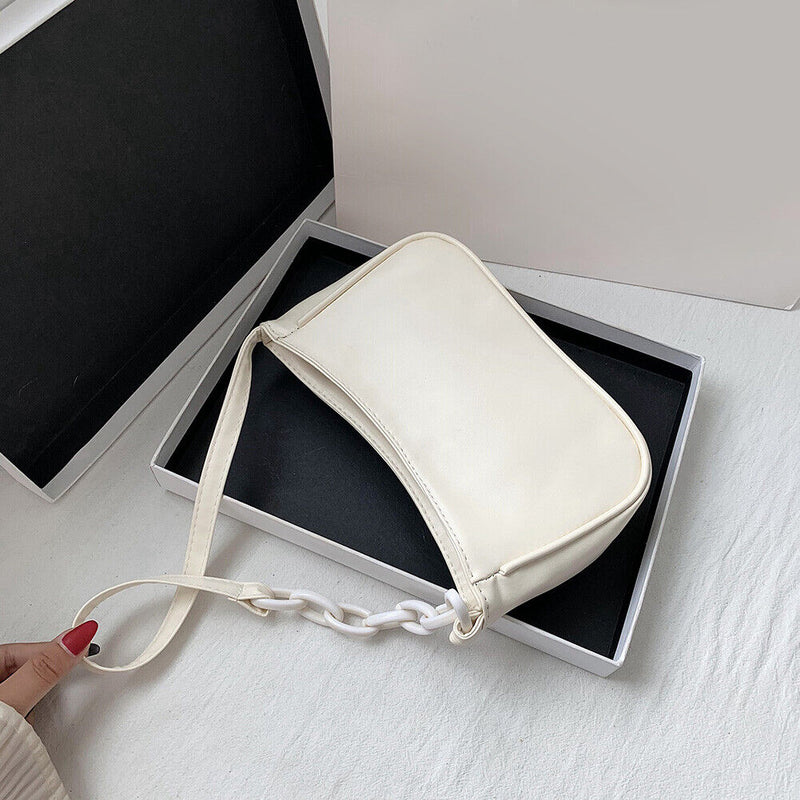 Pure Soft Leather Women Handbag Small Underarm Shoulder Totes Bag (Beige)