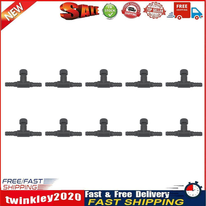 10pcs Aquarium Fish Tank Air Line Flow Regulating Valve Switch Tap (Black) Newly