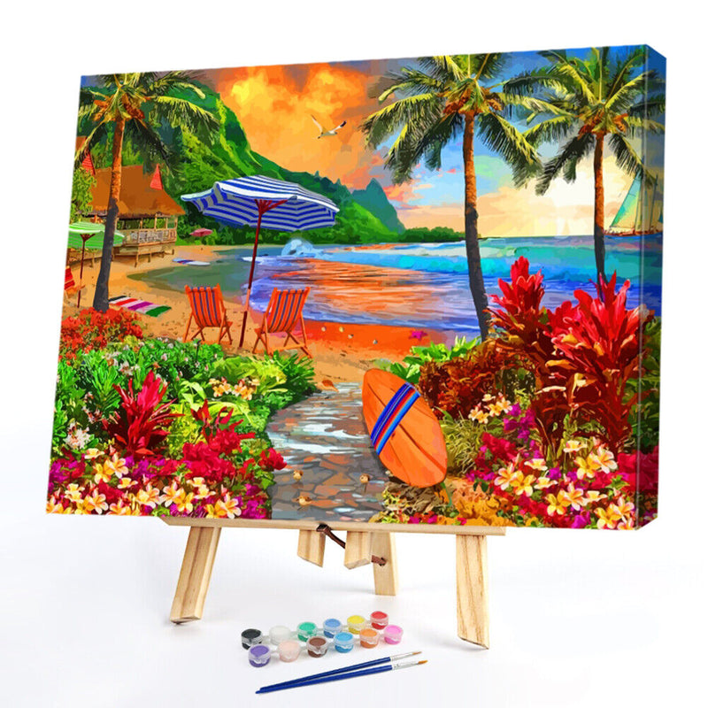 Seaside Scenery Oil Paint By Number Kit DIY Acrylic Painting on Canvas Framel