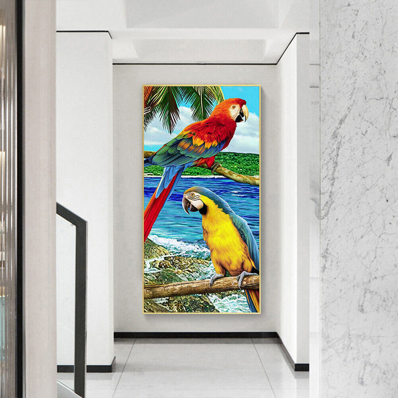 Paint By Numbers Kit DIY Parrot on Branch Colouring Oil Art Picture Craft