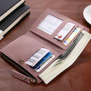 Flowers Embroid Women Short Wallets PU Leather Coin Card Holder Clutch/Pink